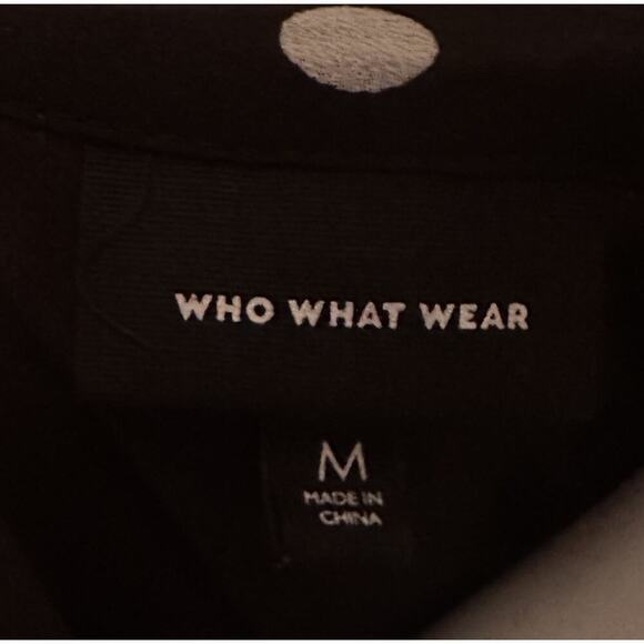 Who What Wear Polka Dot Flowy Belted Flutter Sleeve Midi Dress Sz M Black White - Picture 6 of 14